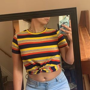 SOFT STRIPPED TIE CROP TEE